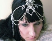 Custom Crystal Art Nouveau Mucha Rhinestone Headdress exclusive by Raven Eve Jewelry