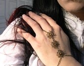 Elder Blossom Gothic Flourish Filigree Hand Flower Slave Bracelet  Hand Jewelry