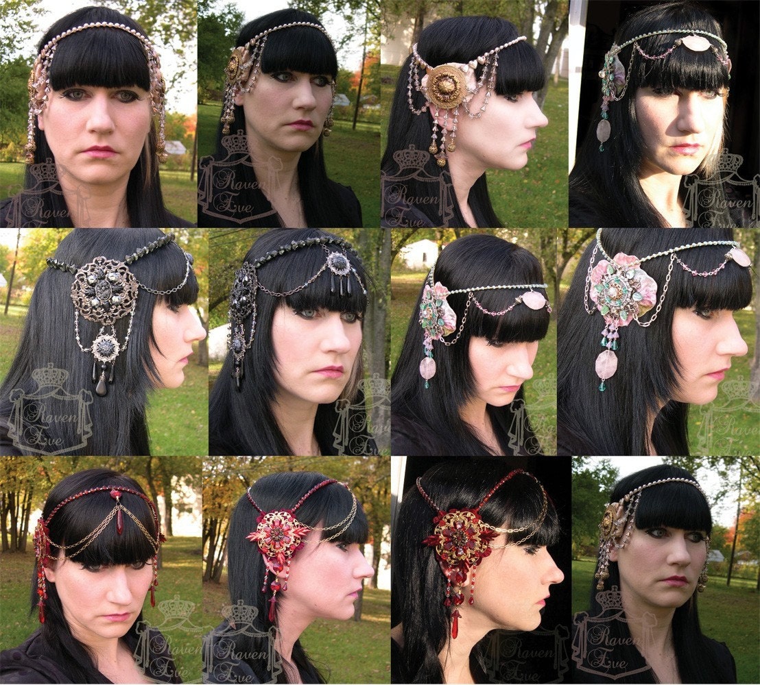 Custom Crystal Art Nouveau Mucha Rhinestone Headdress exclusive by Raven Eve Jewelry