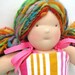 Emily, a 16 Inch Handmade Waldorf Doll - Cloth Doll - Brown Eyes and Rainbow Hair