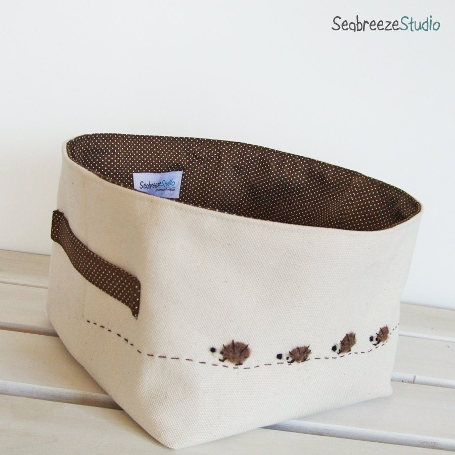 Fabric basket - hedgehog family-DVD size