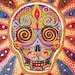 Colorful Day of the Dead Mixed Media Original Sugar Skull Art