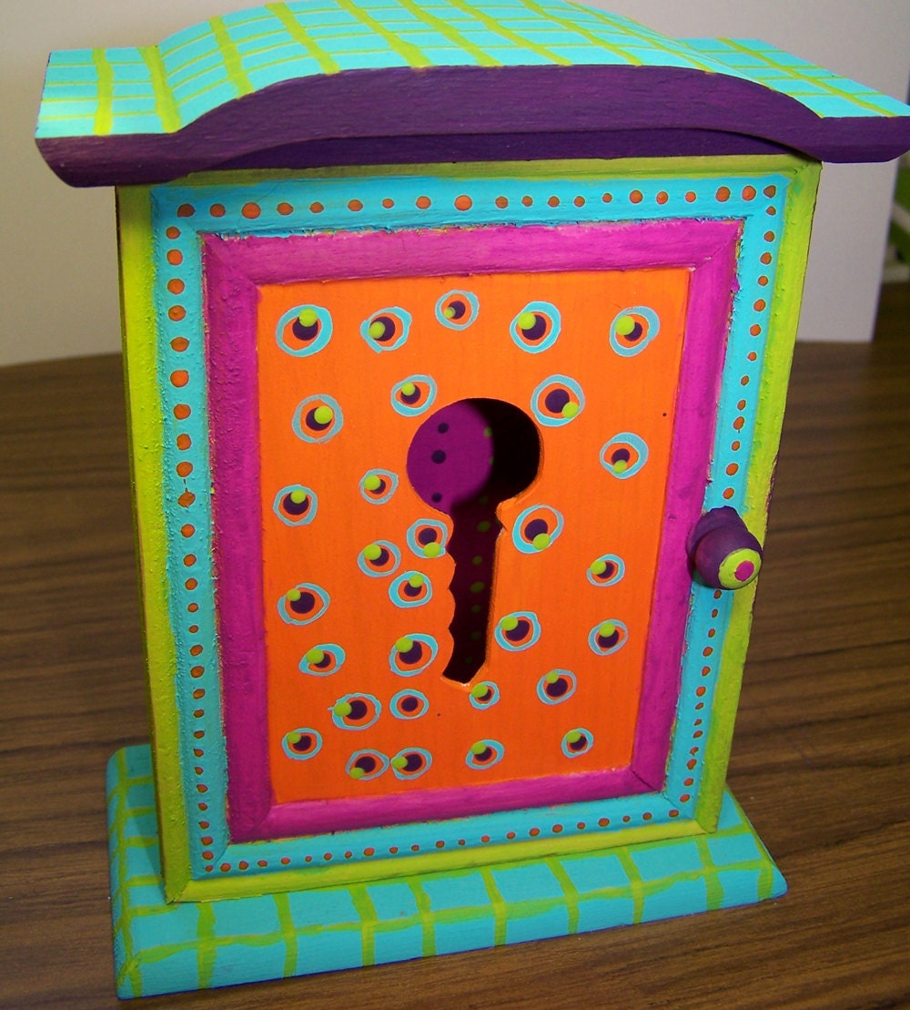 SALE Hand Painted Wooden Key Cabinet