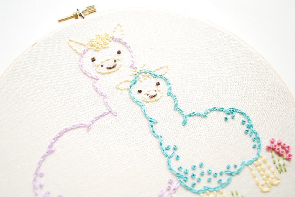 Loving Alpacas - Animal Mama and Baby Embroidery Pattern