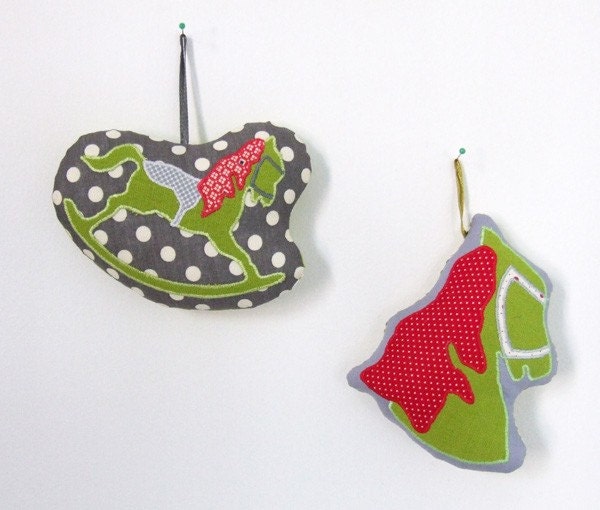 set of rocking horse and horse head hangers