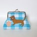 blue gingham doxie - frame pouch