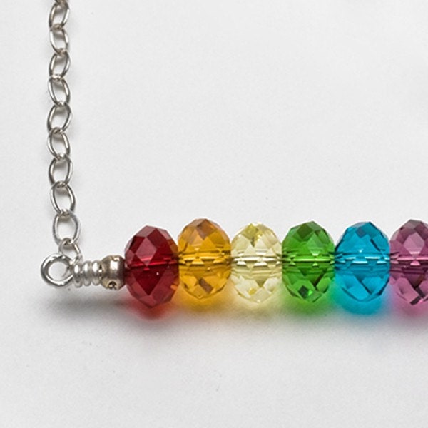 Phyllis - sterling and faceted swarovski crystal rainbow necklace