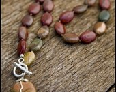 Yesterday's Heartache - sterling, apple jasper, and Bali silver necklace