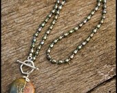 Lurk Harder - sterling, freshwater pearl and Owyhee picture jasper necklace