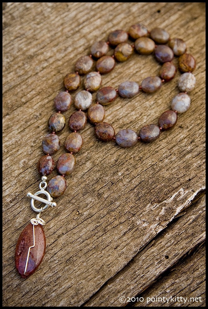 Just Beyond Your Reach - sterling, pietersite and Bali silver necklace