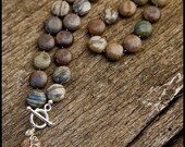 In the Belly of the Beast - sterling and red silver leaf jasper necklace