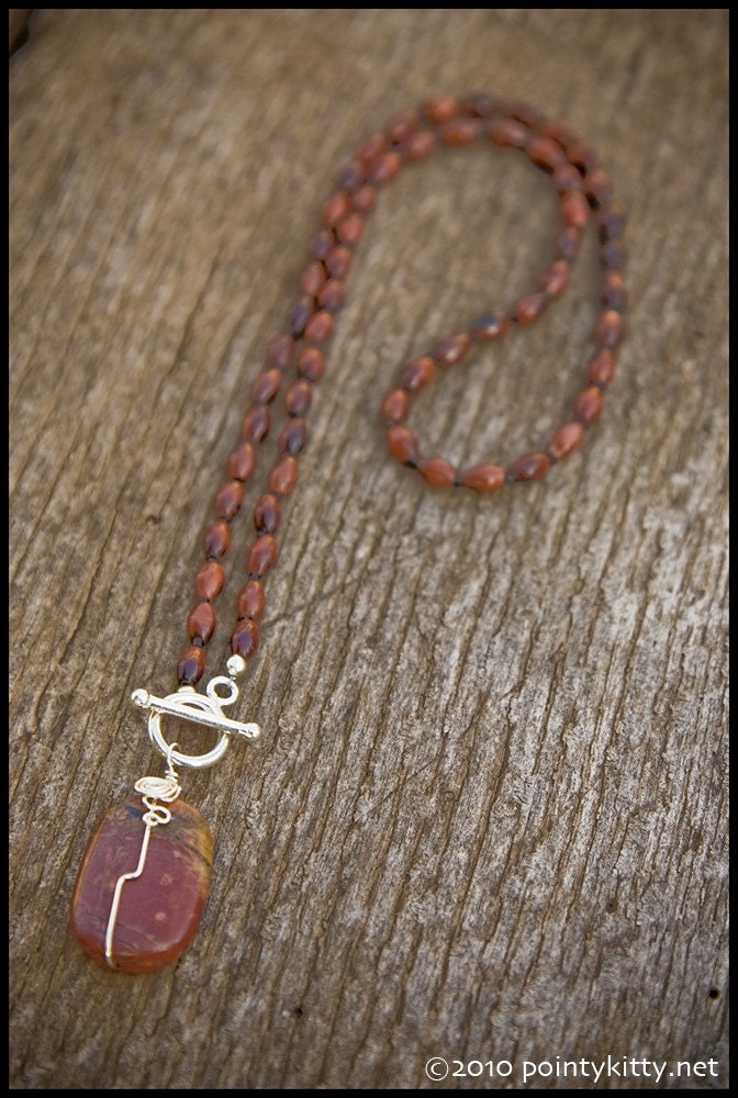 Am I the Happy Loss - sterling, red tiger eye and landscape jasper necklace