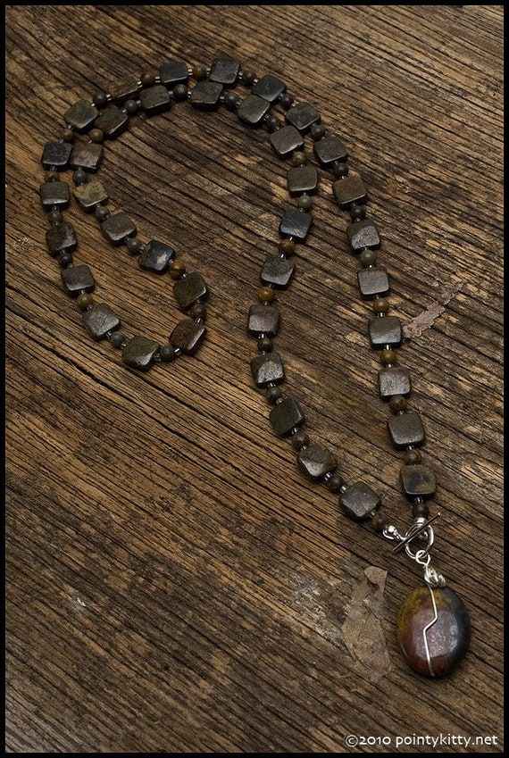My Obsession - Sterling, pyrite and tiger iron necklace