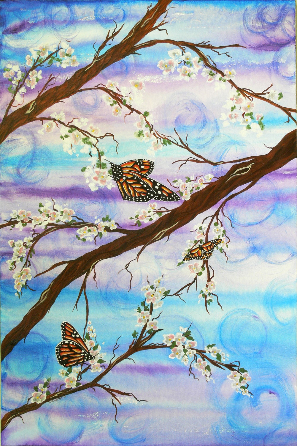 Items similar to Monarch Butterfly, Tree Acrylic Painting, Original