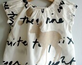 Deer Words Baby Blouse  - Natural Linen Deer