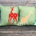 Natural Linen Animals Cushion - Red Giraffe