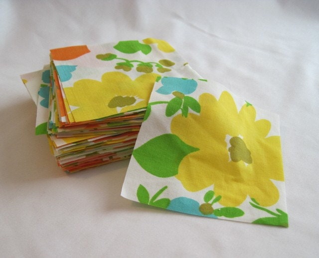 Reclaimed Vintage Bed Linen 130 QUILT SQUARES 4.5"