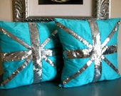 1 Union Jack Flag Pillow COVER, Union Jack Cushion-  COVER, Jubilee Cushion Cover, Silk Pillow Cover, Sequin Pillow Cover, Flag Pillow Cover