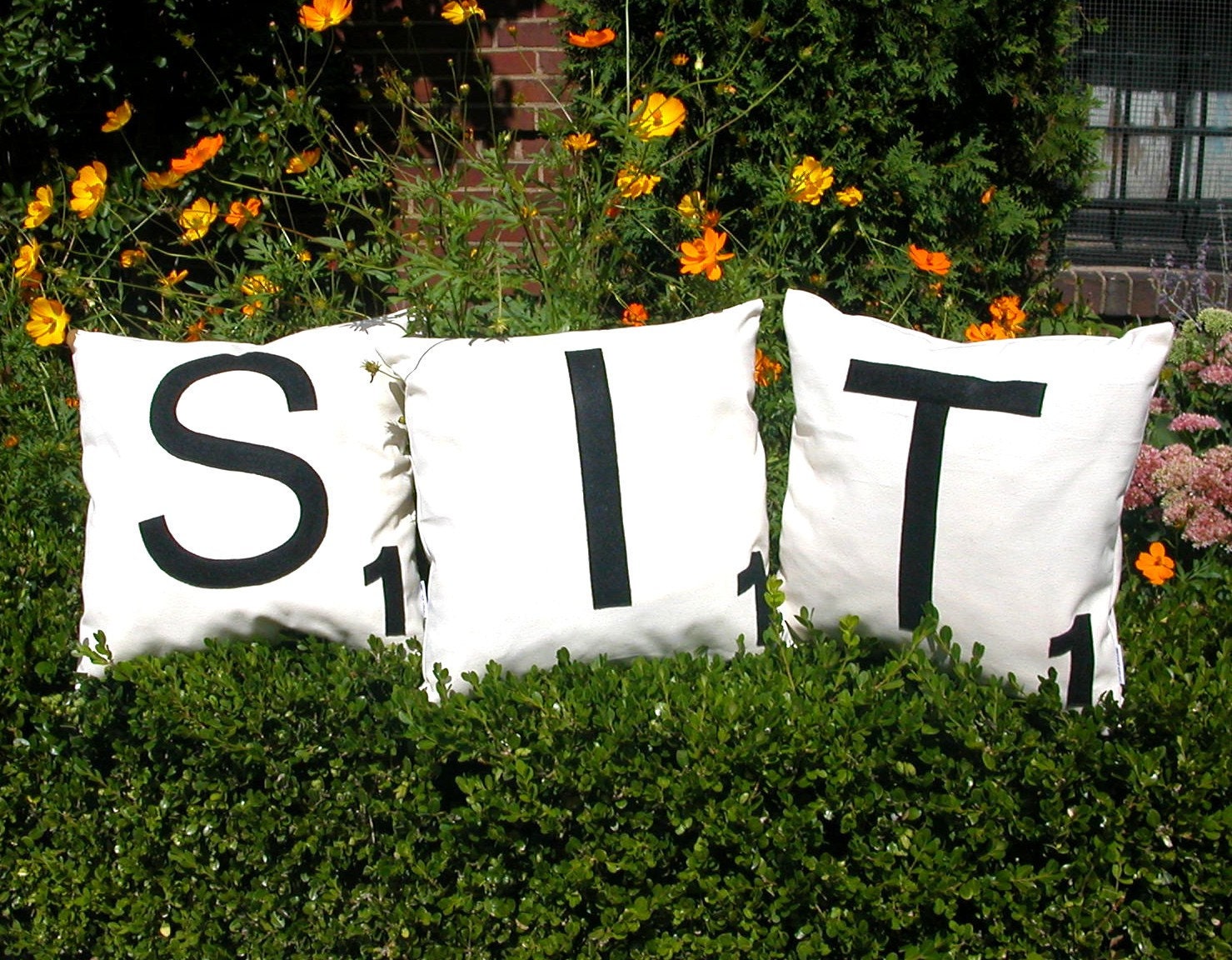 Any 3 Scrabble Letter Pillow COVERS -Letter Cushion COVERS, Scrabble pillows, Name Pillow, Word Pillow, Felt Pillows - SIT or any 3 letters