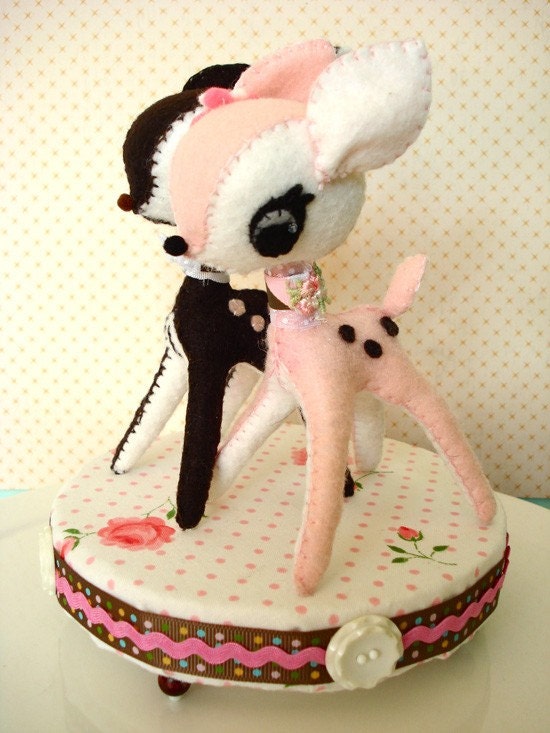 Deer Cake Topper - pink and brown