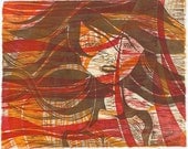 Girl on Fire 10x8in (original woodcut)
