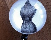 Vintage Dress Form Bust Graphic Retractable ID Reel Badge Holder