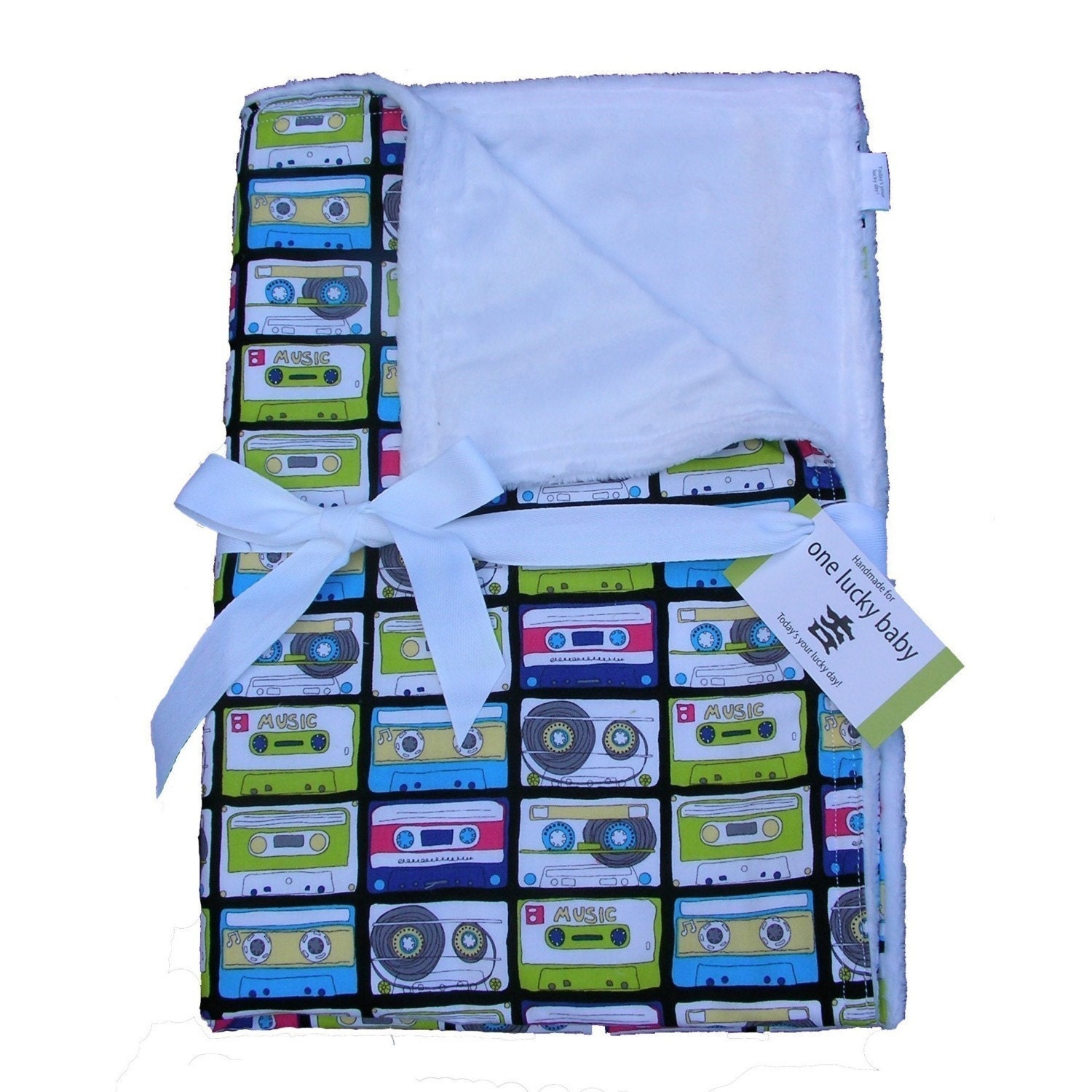 RETRO CASSETTE TAPES Minky Baby Blanket