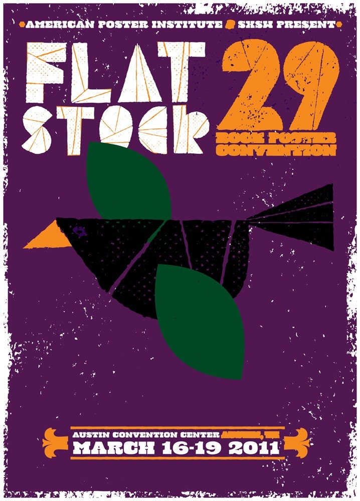 Flatstock Austin & SXSW Festival hand silkscreen printed poster - limited edtiion screenprint