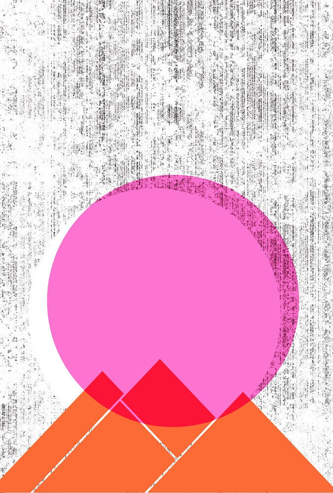 Screenprint - Sun Mountains Print Geometric Nature art print poster - limited edition hand silkscreen printed