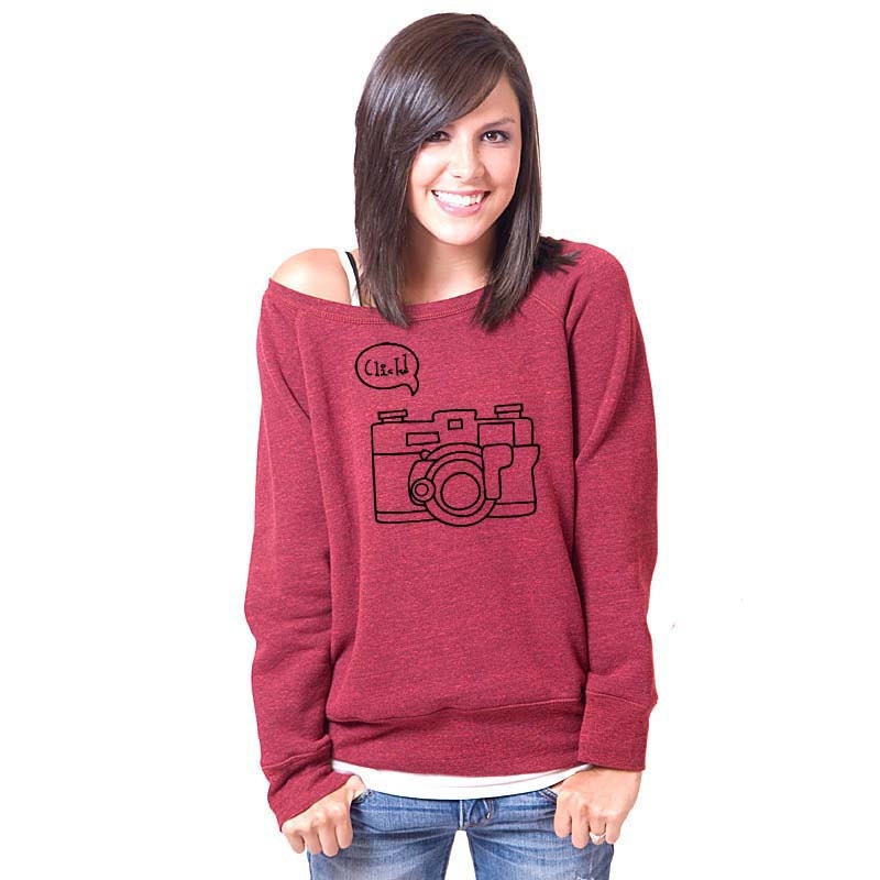 SALE SMALL Click Camera Bella Slouchy Wideneck Sweater