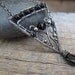 Carpe Noctum Necklace ... Wire Wrapped Arrow Pendant with Onyx and Black Spinel