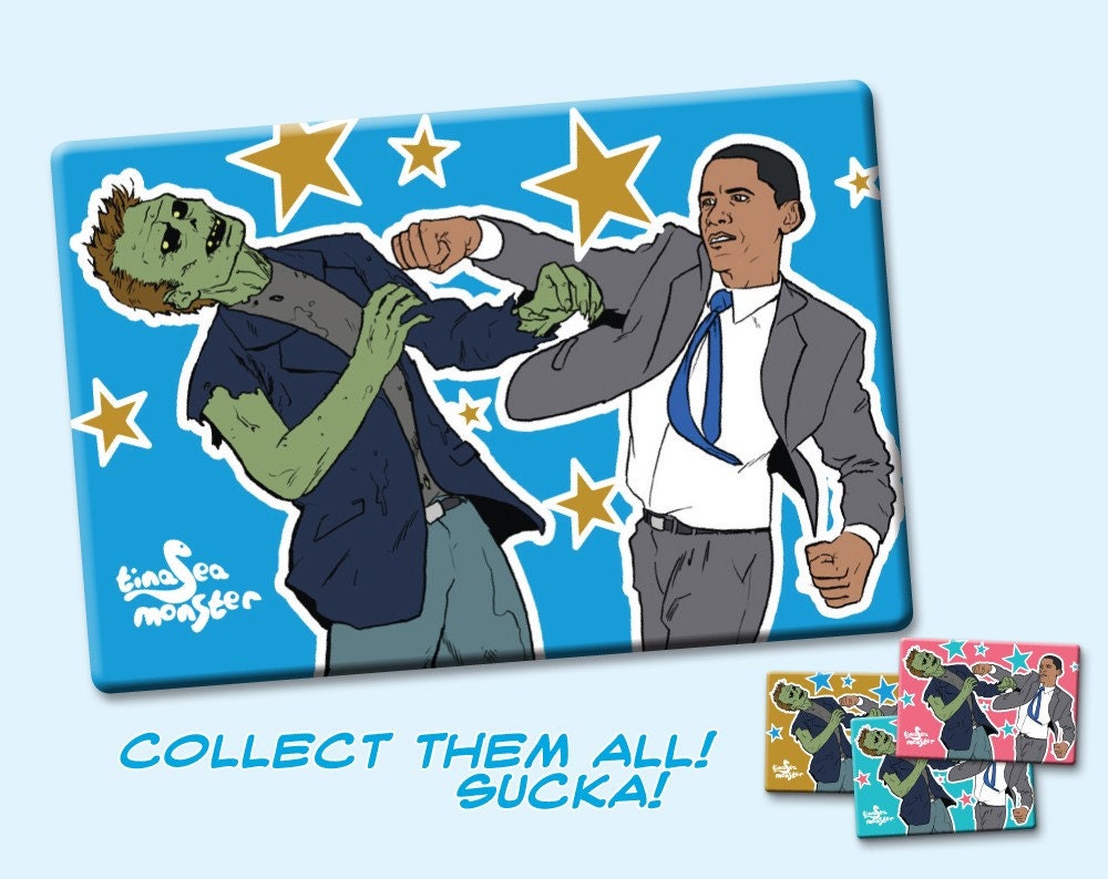 Friend Pack 5 Obama Vs Zombies 2 by 3 inch Fridge Magnet