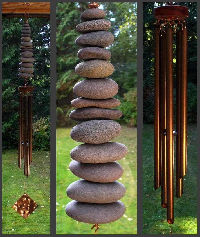 Wind Chime, Beach Stone, Copper, Windchimes, windchime, Natural, Windchimes, Wind Chimes