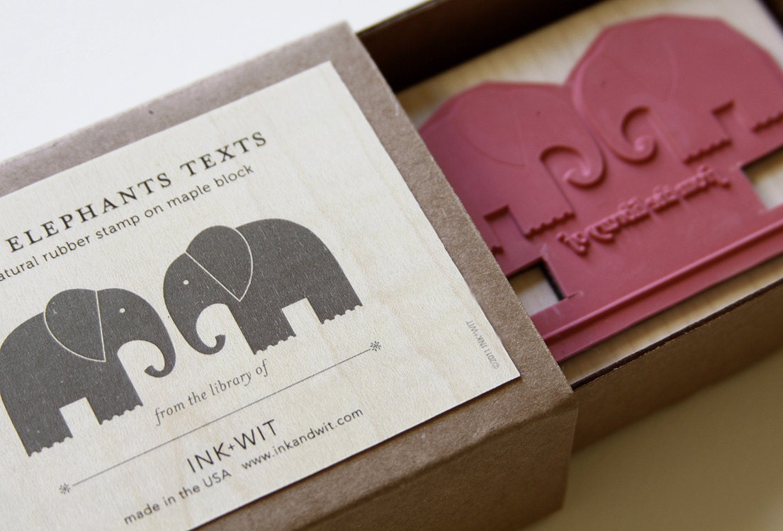 The Elephants Texts Bookplate Stamp