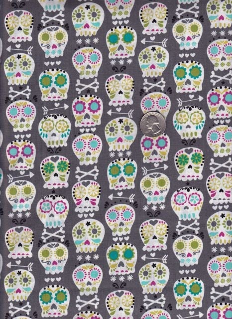 Fat quarter - Bonehead in Gray - Michael Miller cotton quilt fabric