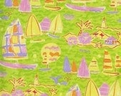 CLEARANCE - Fat quarter - vibrant colorful sailboats cotton quilt fabric