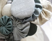silk rosette headband - fascinator - modern romance - custom work - bridesmaid gift - buttons - summer wedding - ocean - silver - ice