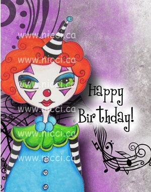 Greeting Card by a Glitzy Gal ...    "The HAPPY BIRTHDAY Clown"