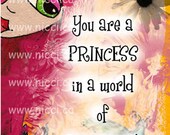 Greeting Card by a Glitzy Gal ...    "Princess in a world of Dragons."