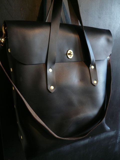 black leather diplomat tote