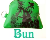 The BUN--Kelly Green Leather Changepurse with Keyring