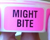 40 'Might Bite' warning stickers, 1.5 inch