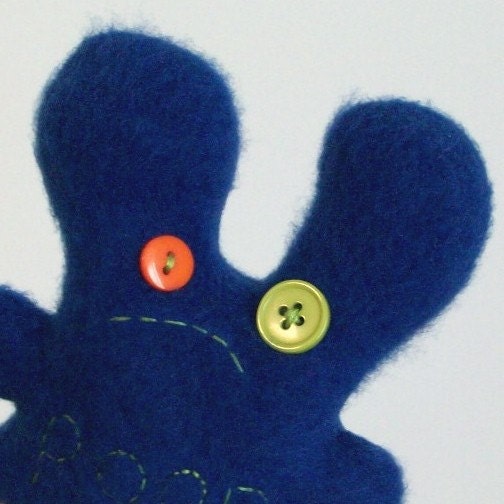 weird smallish frowny poop bunny, blue, SALE