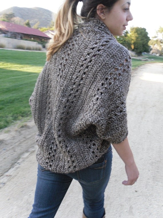 PDF PATTERN Crochet Shrug Cardigan Shawl w/Sleeves Easy/Beginner