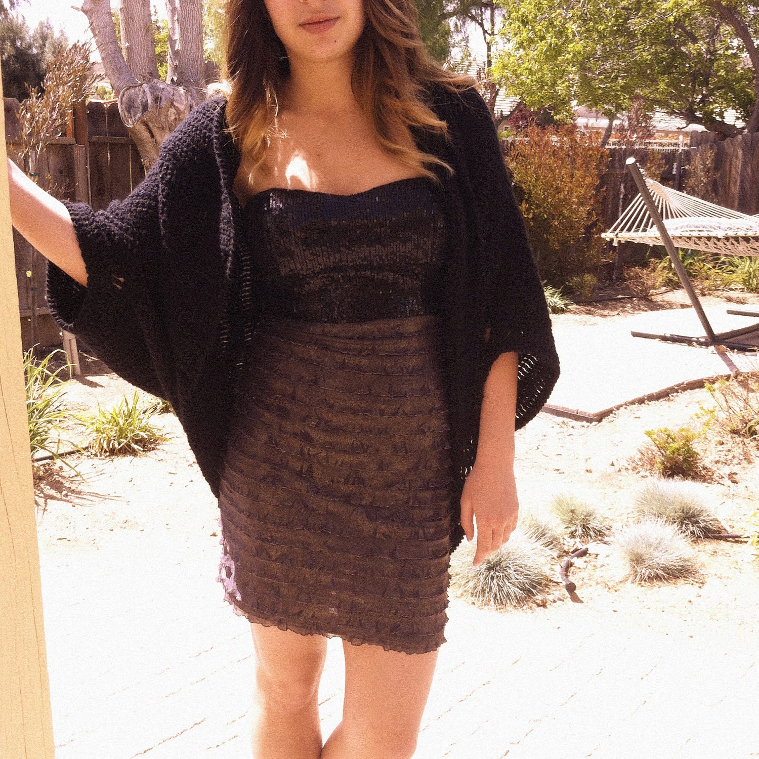PDF PATTERN Crochet Shrug Cardigan Shawl w/Sleeves Easy/Beginner Elegant Sparkle