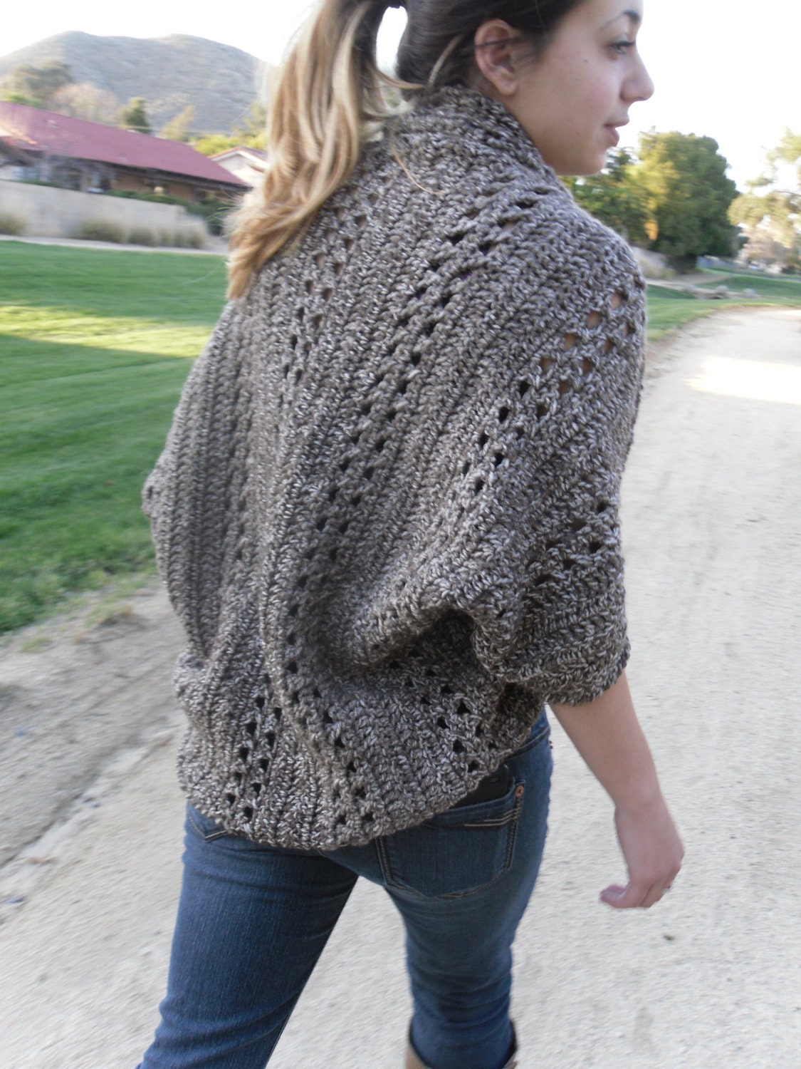 PDF PATTERN Crochet Shrug Cardigan Shawl w/Sleeves Easy/Beginner