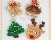 NEW LOWER PRICE pdf Crochet Pattern - Christmas Embellishments Gingerbread, Reindeer, Tree