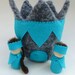 SALE Felted wool castle with King and Queen dolls