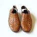 vintage 1970's SCALLOP EDGE woven perforated leather sandals