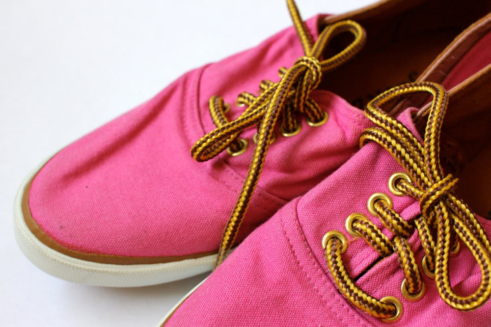 vintage 1980's NEON PINK jantzen canvas leather sneaker shoes